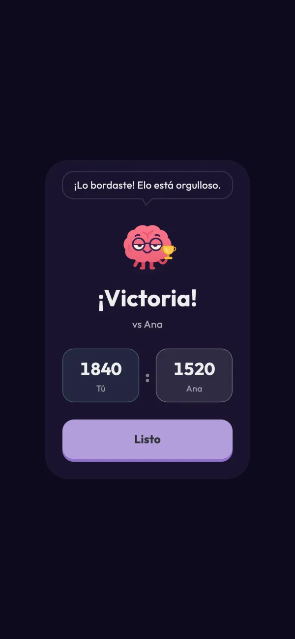 ¡Victoria! Tú 1840, Ana 1520.