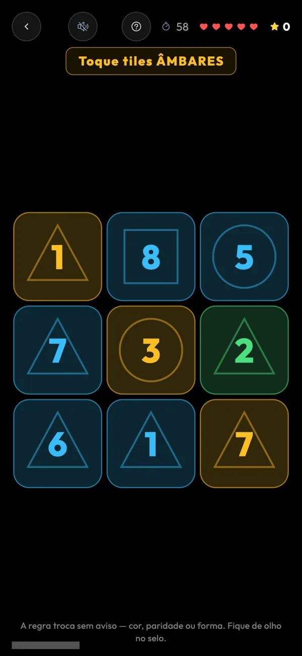 Glitch Rush: toque nas casas âmbar — até a regra mudar.